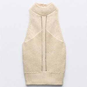 Zara Cream Knit Halter Top